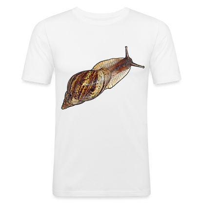 Männer Slim Fit T-Shirt Achatina reticulata wildfarben - weiß