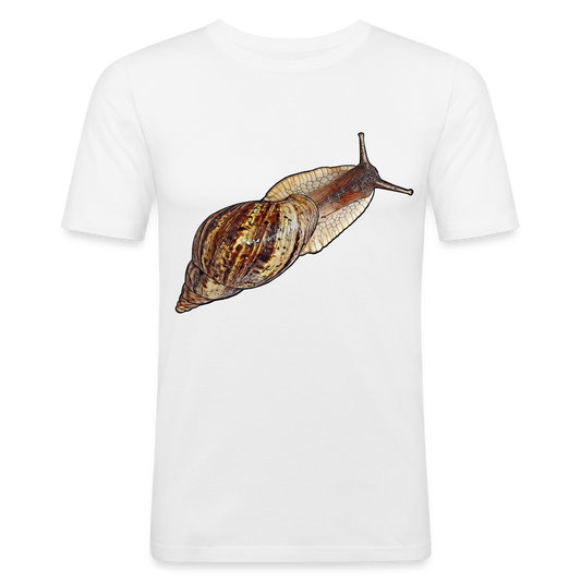 Männer Slim Fit T-Shirt Achatina reticulata wildfarben - weiß