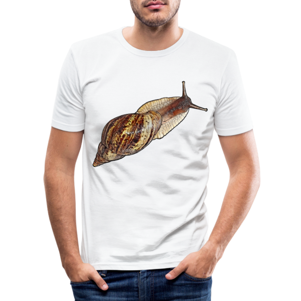 Männer Slim Fit T-Shirt Achatina reticulata wildfarben - weiß