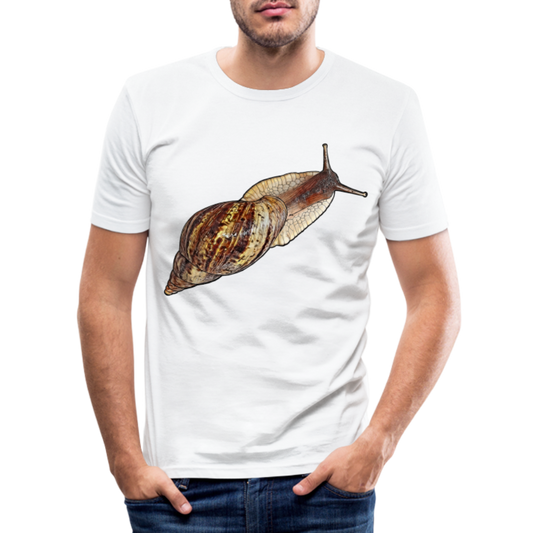 Männer Slim Fit T-Shirt Achatina reticulata wildfarben - weiß