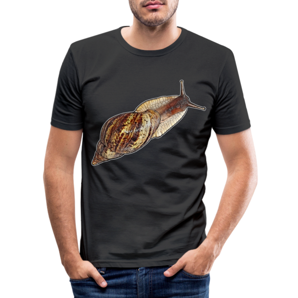 Männer Slim Fit T-Shirt Achatina reticulata wildfarben - Schwarz