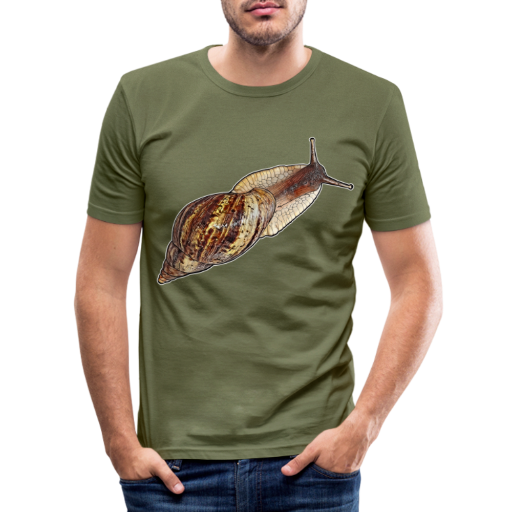 Männer Slim Fit T-Shirt Achatina reticulata wildfarben - khaki Grün