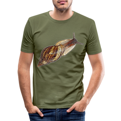 Männer Slim Fit T-Shirt Achatina reticulata wildfarben - khaki Grün