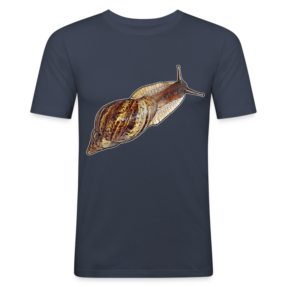 Männer Slim Fit T-Shirt Achatina reticulata wildfarben - Navy