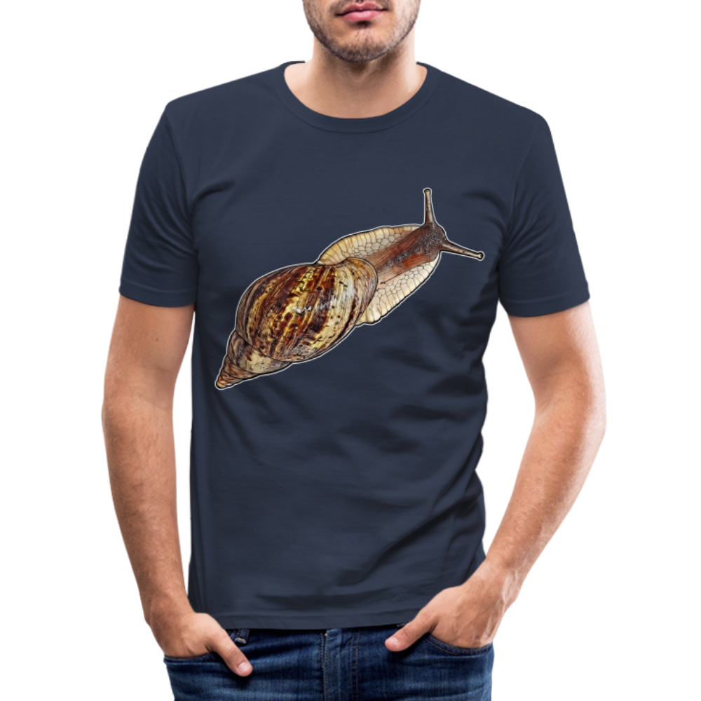 Männer Slim Fit T-Shirt Achatina reticulata wildfarben - Navy