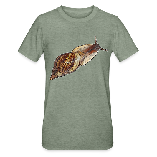 Unisex T-Shirt Achatina reticulata wildfarben - Militärgrün meliert