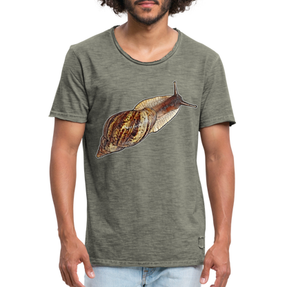 Männer Vintage T-Shirt Achatina reticulata wildfarben - Vintage Khaki