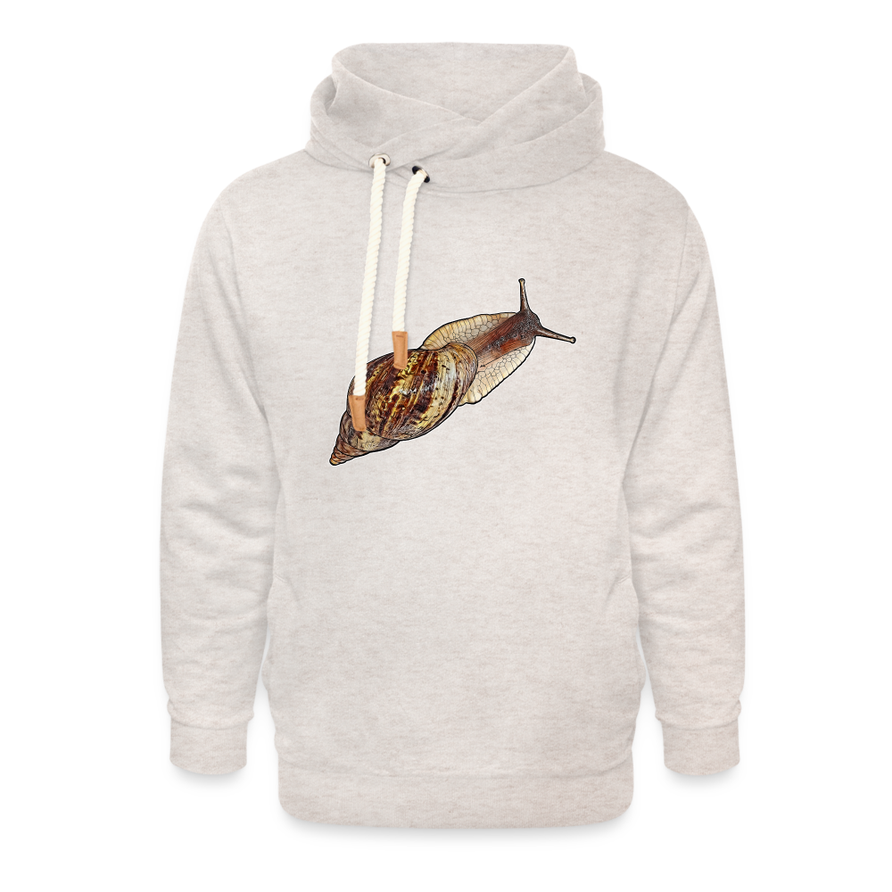 Unisex Schalkragen Hoodie Achatina reticulata wildfarben - Beige meliert