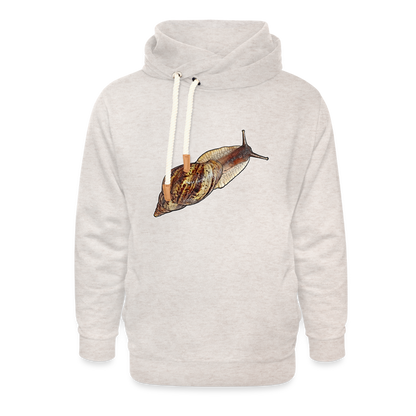 Unisex Schalkragen Hoodie Achatina reticulata wildfarben - Beige meliert