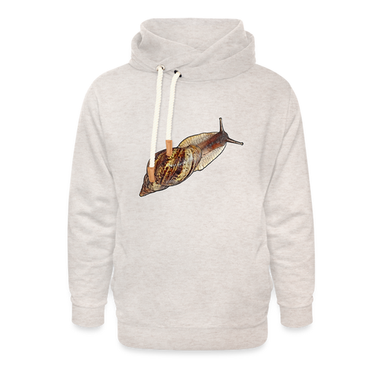Unisex Schalkragen Hoodie Achatina reticulata wildfarben - Beige meliert