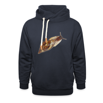 Unisex Schalkragen Hoodie Achatina reticulata wildfarben - Navy