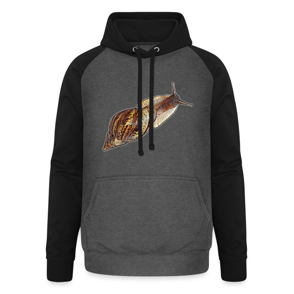 Unisex Baseball Hoodie Achatina reticulata wildfarben - Graphit/Schwarz