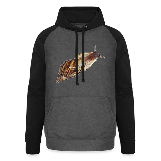 Unisex Baseball Hoodie Achatina reticulata wildfarben - Graphit/Schwarz
