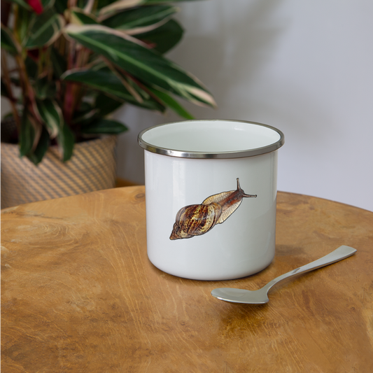 Emaille-Tasse Achatina reticulata wildfarben - weiß