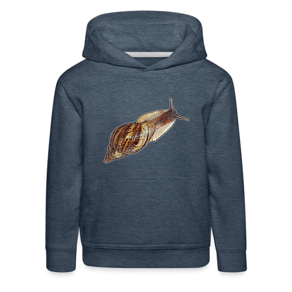 Kinder Hoodie Achatina reticulata wildfarben - Jeansblau