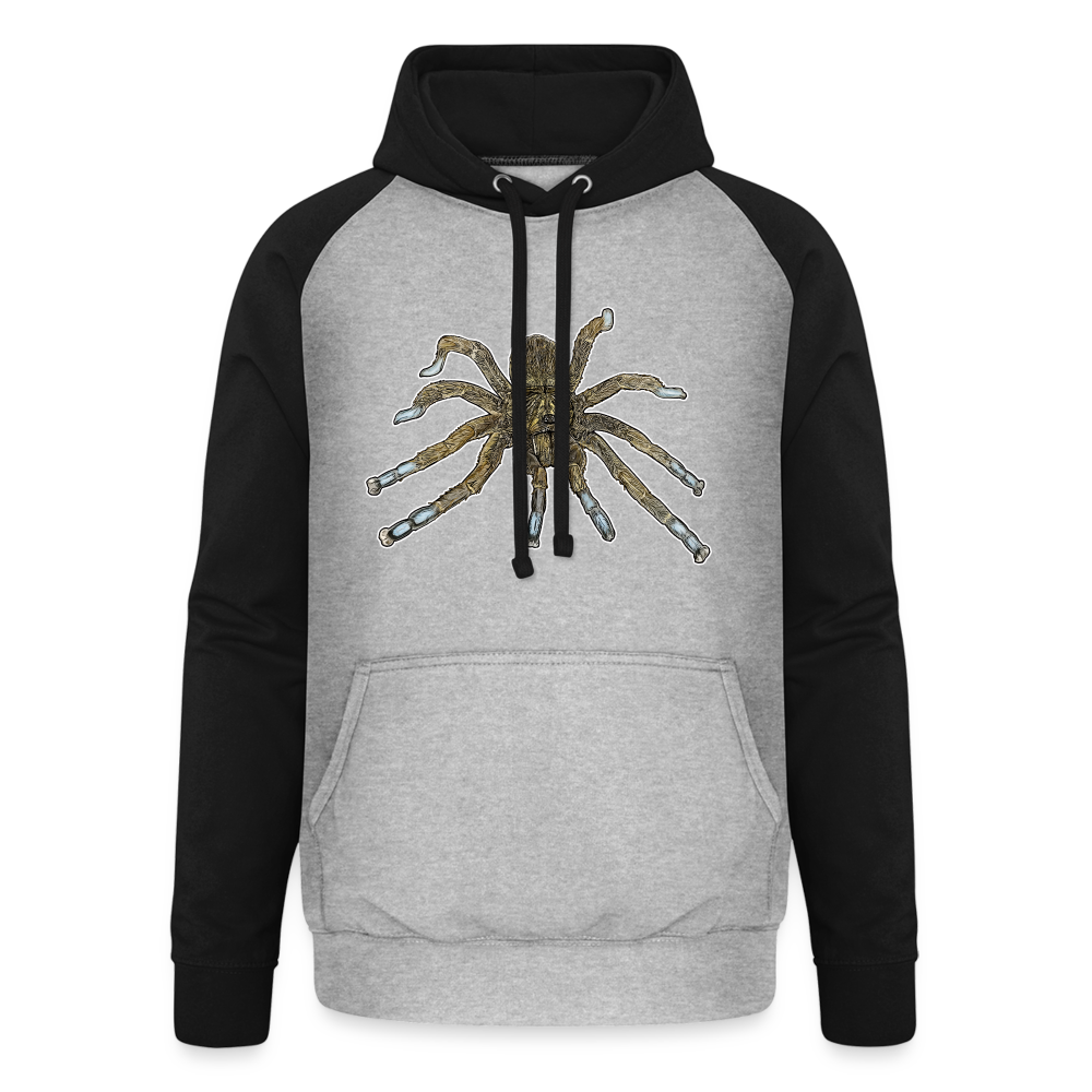 Unisex Baseball Hoodie Idiothele mira - Grau meliert/Schwarz