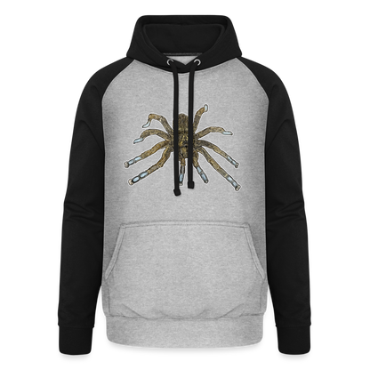 Unisex Baseball Hoodie Idiothele mira - Grau meliert/Schwarz