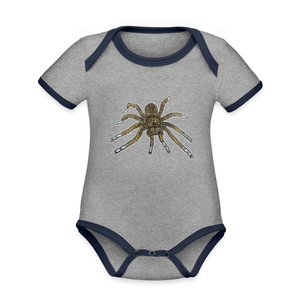 Baby Bio Kontrastbody kurz Idiothele mira - Grau meliert/Navy