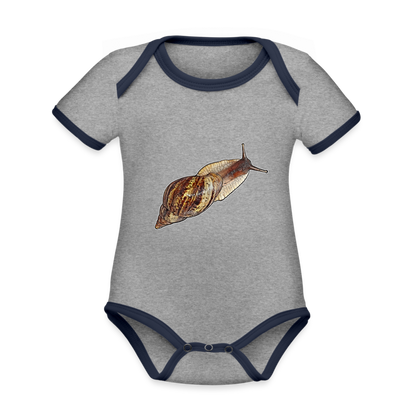 Baby Bio Kontrastbody kurz Achatine reticulata wildfarben - Grau meliert/Navy