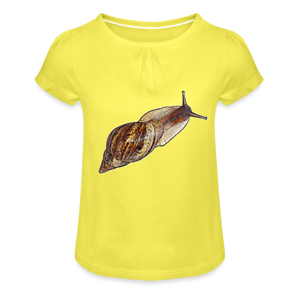 Mädchen-T-Shirt mit Raffungen Achatina reticulata wildfarben - Gelb