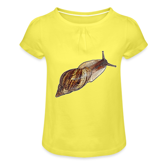 Mädchen-T-Shirt mit Raffungen Achatina reticulata wildfarben - Gelb