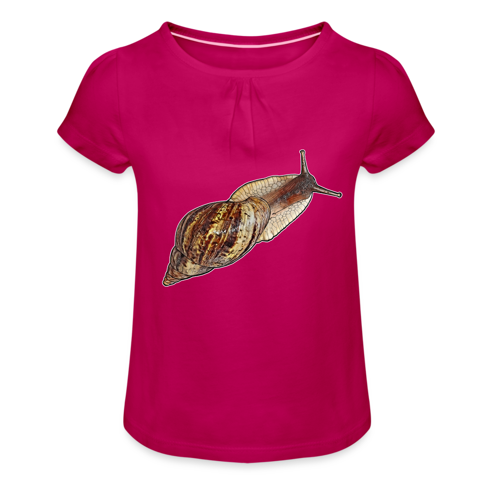 Mädchen-T-Shirt mit Raffungen Achatina reticulata wildfarben - Fuchsia