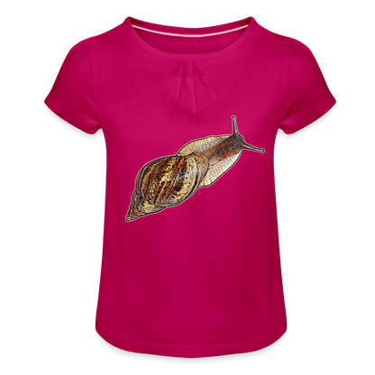 Mädchen-T-Shirt mit Raffungen Achatina reticulata wildfarben - Fuchsia