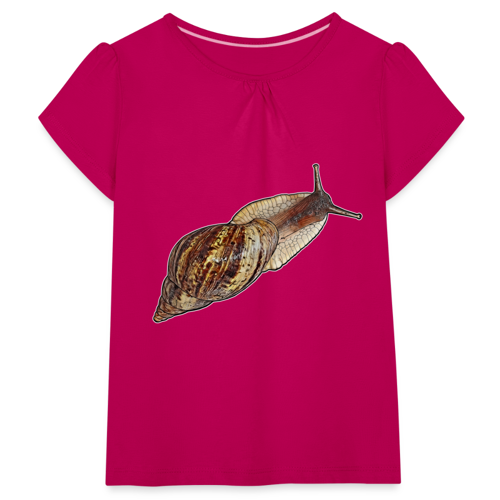 Mädchen-T-Shirt mit Raffungen Achatina reticulata wildfarben - Fuchsia