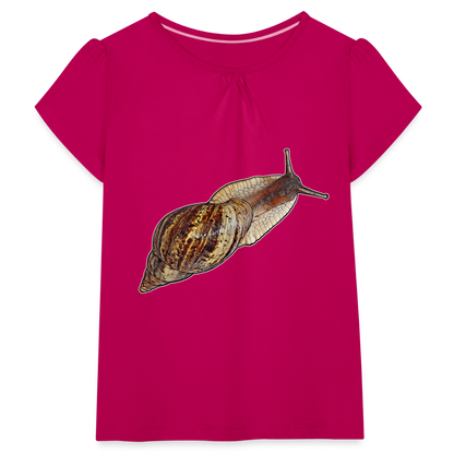 Mädchen-T-Shirt mit Raffungen Achatina reticulata wildfarben - Fuchsia
