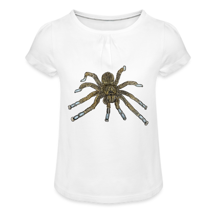 Mädchen-T-Shirt mit Raffungen Idiothele mira - weiß