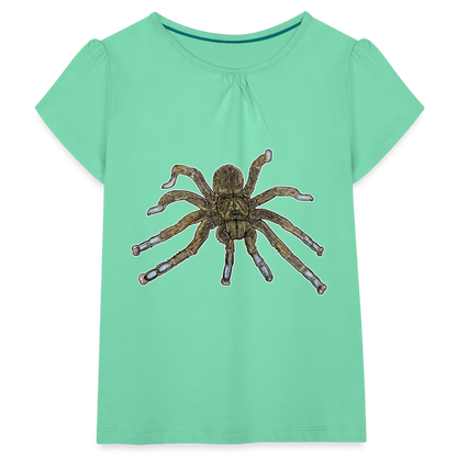 Mädchen-T-Shirt mit Raffungen Idiothele mira - Mintgrün