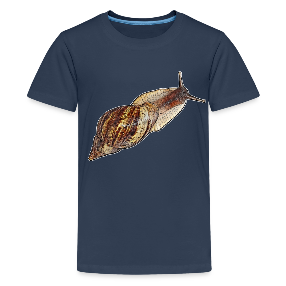 Teenager Basic T-Shirt Achatina reticulata wildfarben - Navy