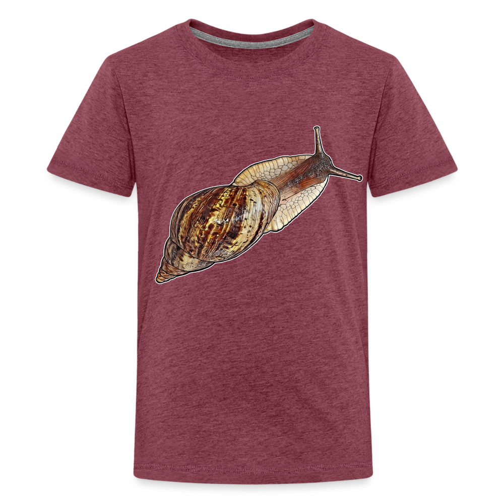 Teenager Basic T-Shirt Achatina reticulata wildfarben - Bordeauxrot meliert