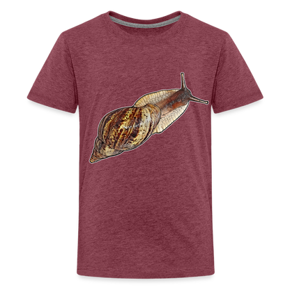 Teenager Basic T-Shirt Achatina reticulata wildfarben - Bordeauxrot meliert