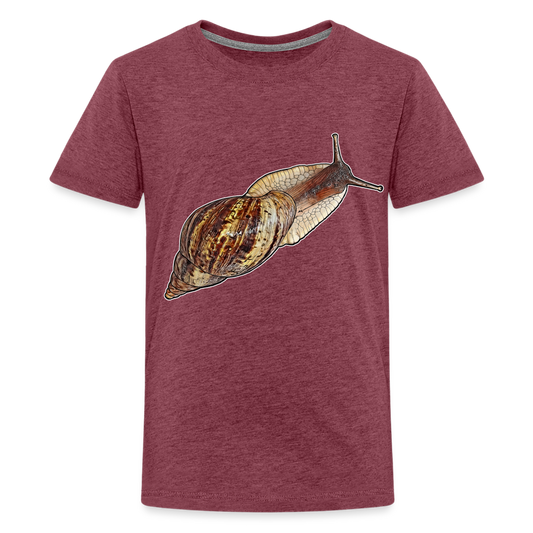 Teenager Basic T-Shirt Achatina reticulata wildfarben - Bordeauxrot meliert