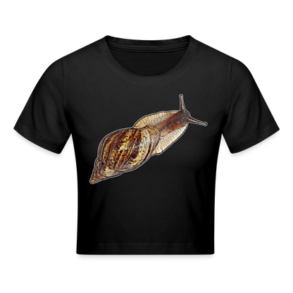 Crop T-Shirt Achatina reticulata wildfarben - Schwarz