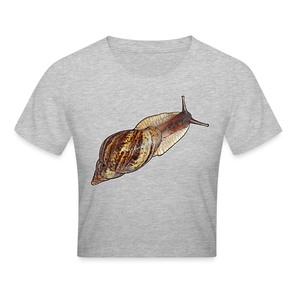 Crop T-Shirt Achatina reticulata wildfarben - Grau meliert