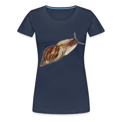 Frauen Basic T-Shirt Achatina reticulata wildfarben - Navy