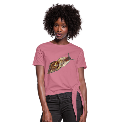 Frauen Knotenshirt Achatina reticulata wildfarben - Malve