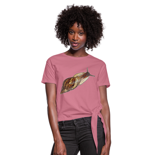 Frauen Knotenshirt Achatina reticulata wildfarben - Malve