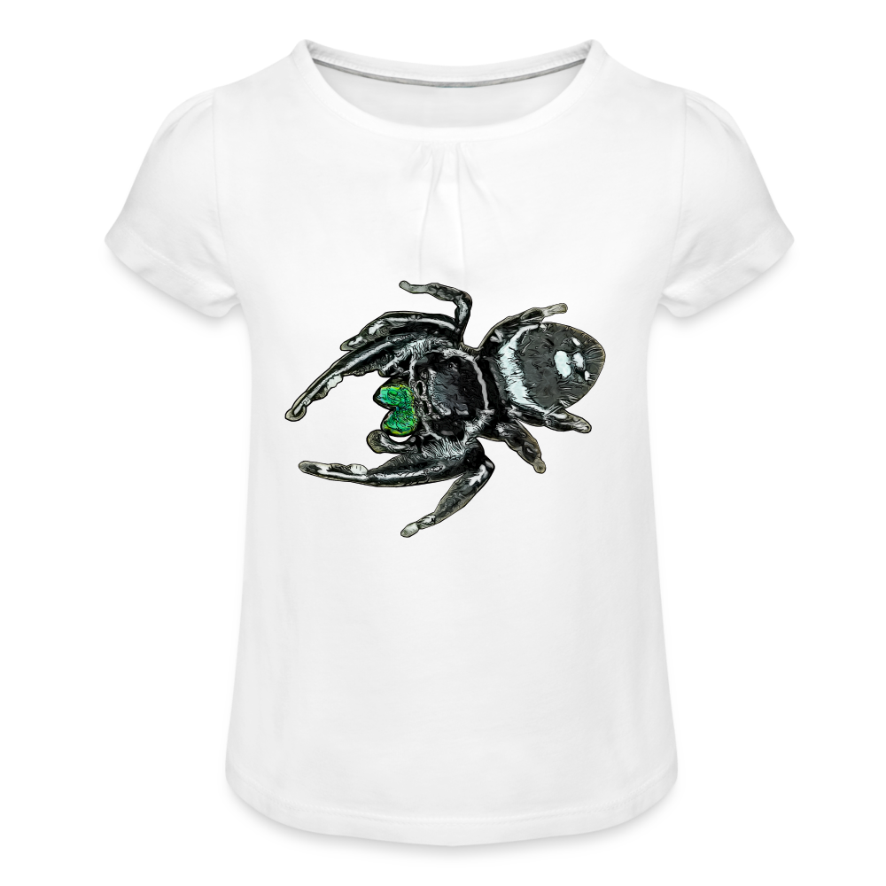 Mädchen-T-Shirt mit Raffungen Phidippus regius White Bahamas male - weiß