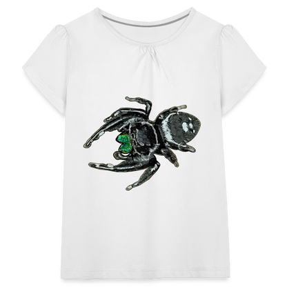 Mädchen-T-Shirt mit Raffungen Phidippus regius White Bahamas male - weiß