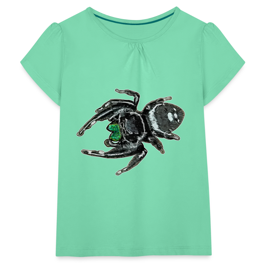 Mädchen-T-Shirt mit Raffungen Phidippus regius White Bahamas male - Mintgrün