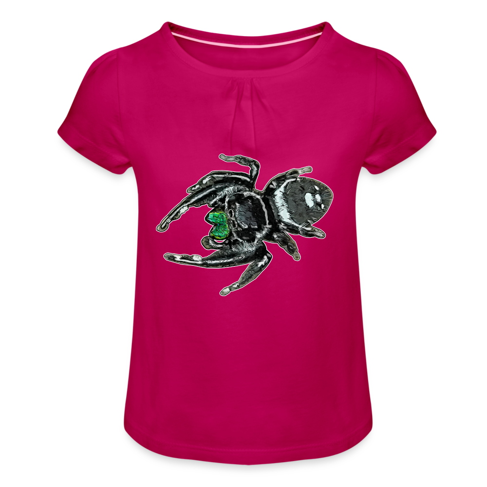 Mädchen-T-Shirt mit Raffungen Phidippus regius White Bahamas male - Fuchsia