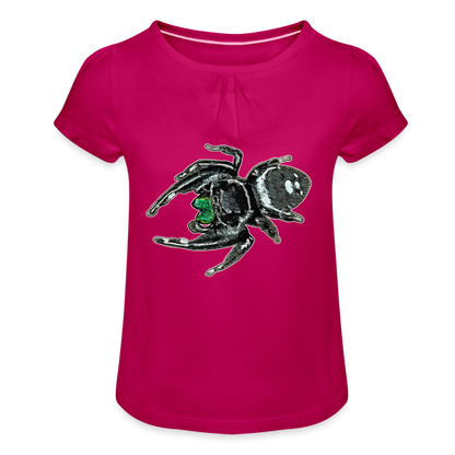 Mädchen-T-Shirt mit Raffungen Phidippus regius White Bahamas male - Fuchsia