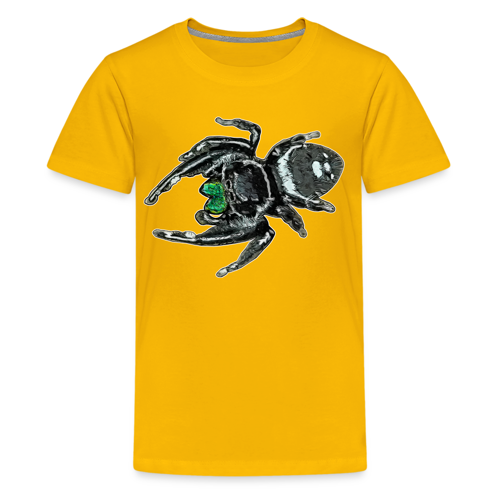 Teenager Basic T-Shirt Phidippus regius White Bahamas male - Sonnengelb