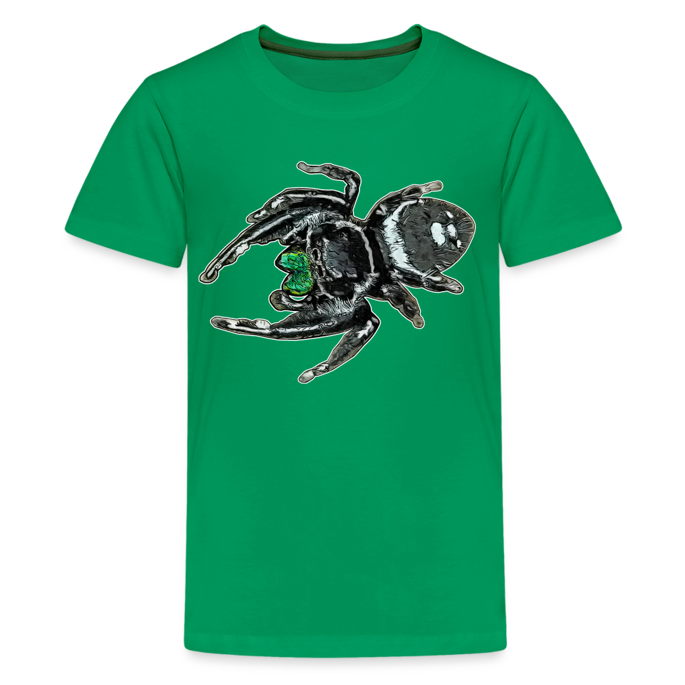 Teenager Basic T-Shirt Phidippus regius White Bahamas male - Kelly Green