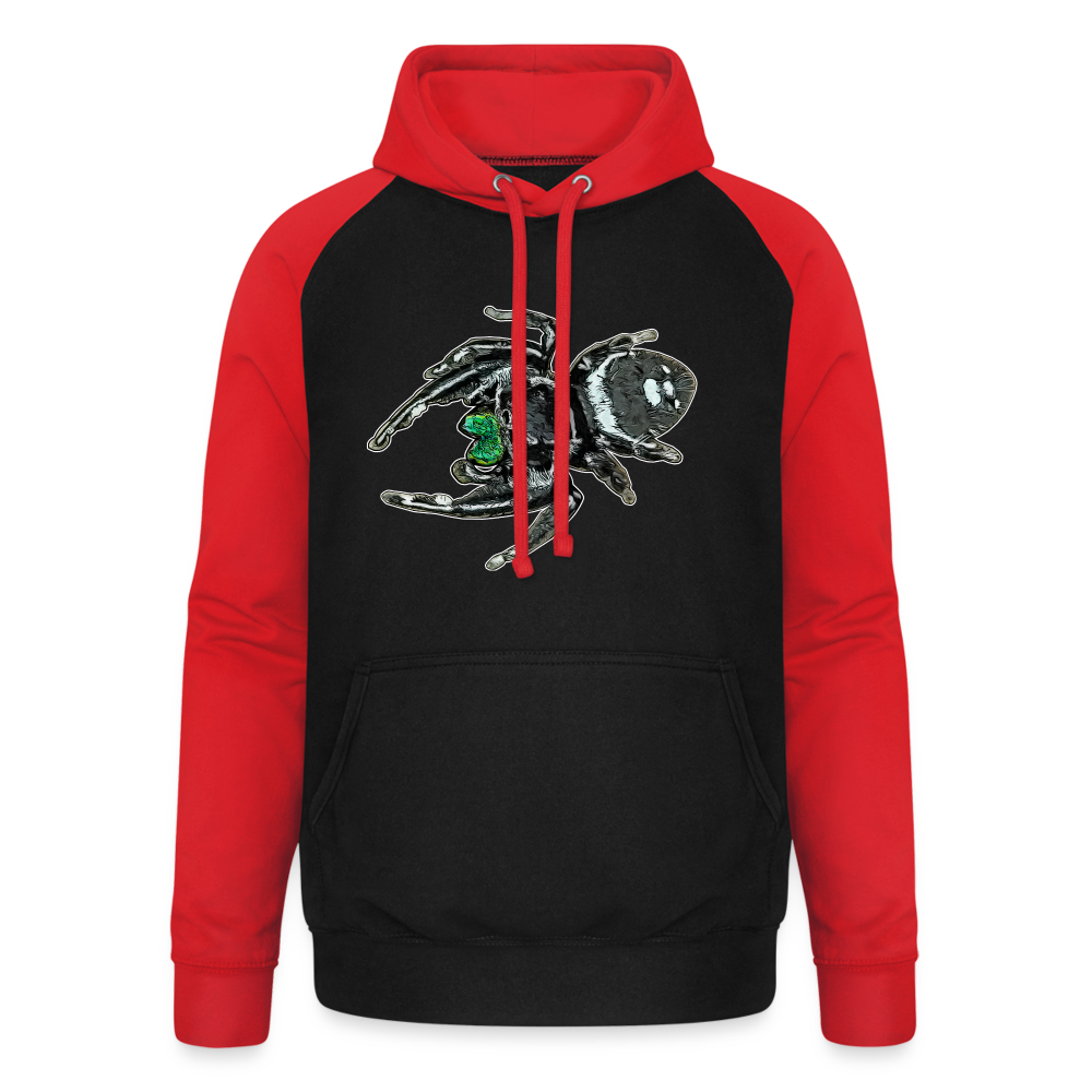 Unisex Baseball Hoodie Phidippus regius White Bahamas male - Schwarz/Rot