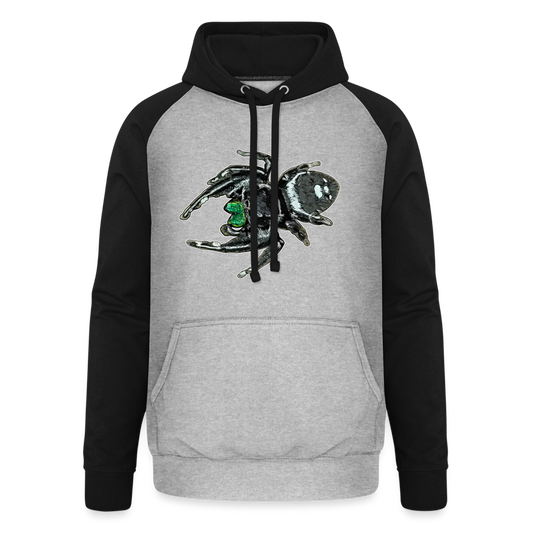 Unisex Baseball Hoodie Phidippus regius White Bahamas male - Grau meliert/Schwarz
