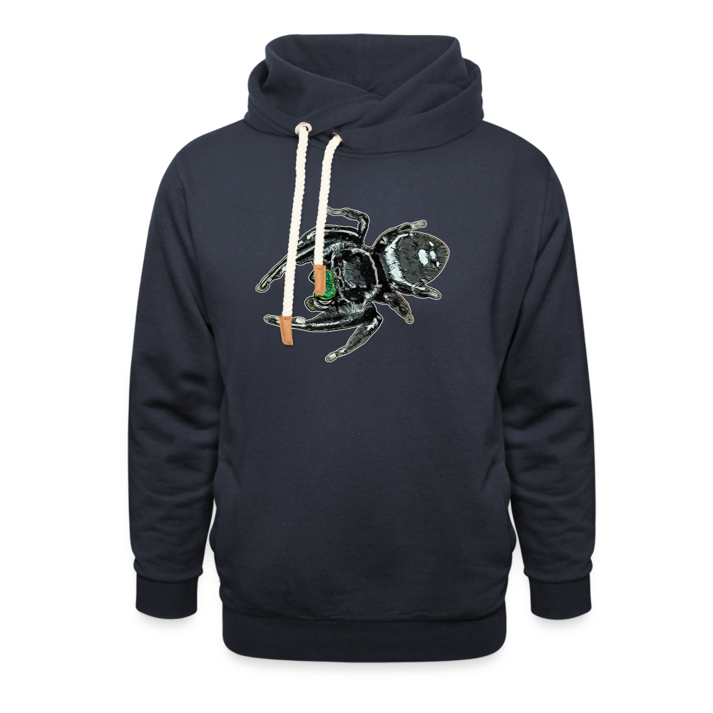 Unisex Schalkragen Hoodie Phidippus regius White Bahamas male - Navy